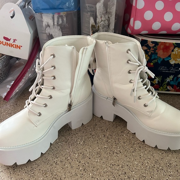 Cynllio Boots Womens Platform Combat Motorcycle Ankle Booties - Picture 4 of 7